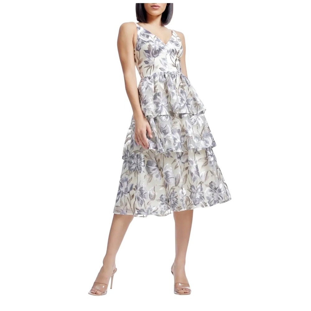 NWOT Dress The Population Lorelai Dress XS Tiered Floral Wedding Guest MSRP 438